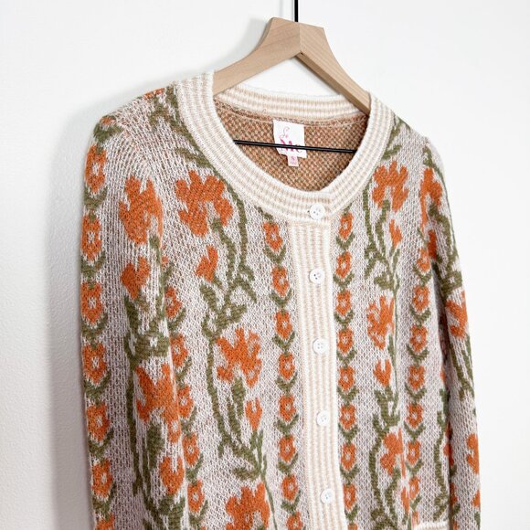 So Me Floral Intarsia Button-Up Sweater Cardigan Size S - Picture 6 of 11